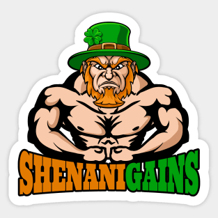 Irish Muscular Leprechaun Bodybuilder St Patricks Day Flexing Shenanigains Fitness Gym Workout Gift Sticker